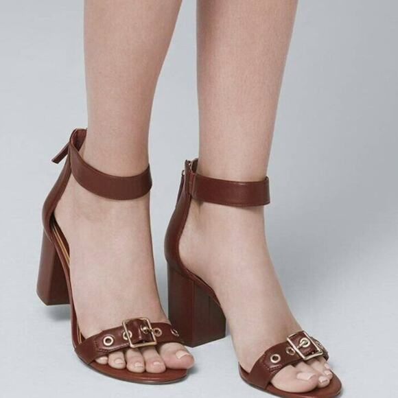 White House Black Market Shoes - White House Black Market Ryder Grommet Buckle Ankle Strap Heels Sandal 7 Oxblood